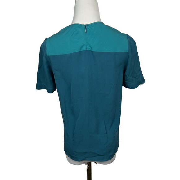 Diane Von Furstenberg Blouse Women Size 0 Silk Darla Colorblock Short Sleeve Top - Picture 4 of 15